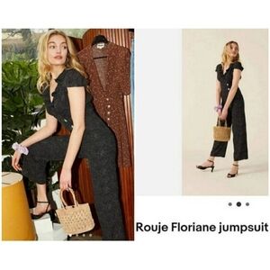 Rouje Black Floriane Jumpsuit with Subtle White Speckle